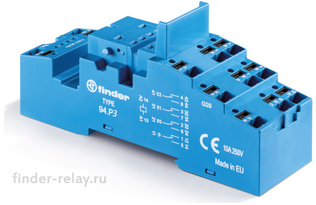 94.P3SMA | 94P3SMA | Розетка с клеммами Push-in для реле 55.33, 85.03 и модулей 99.02, 86.30 с раздельными контактами; с металлическим фиксатором; синяя; 10А